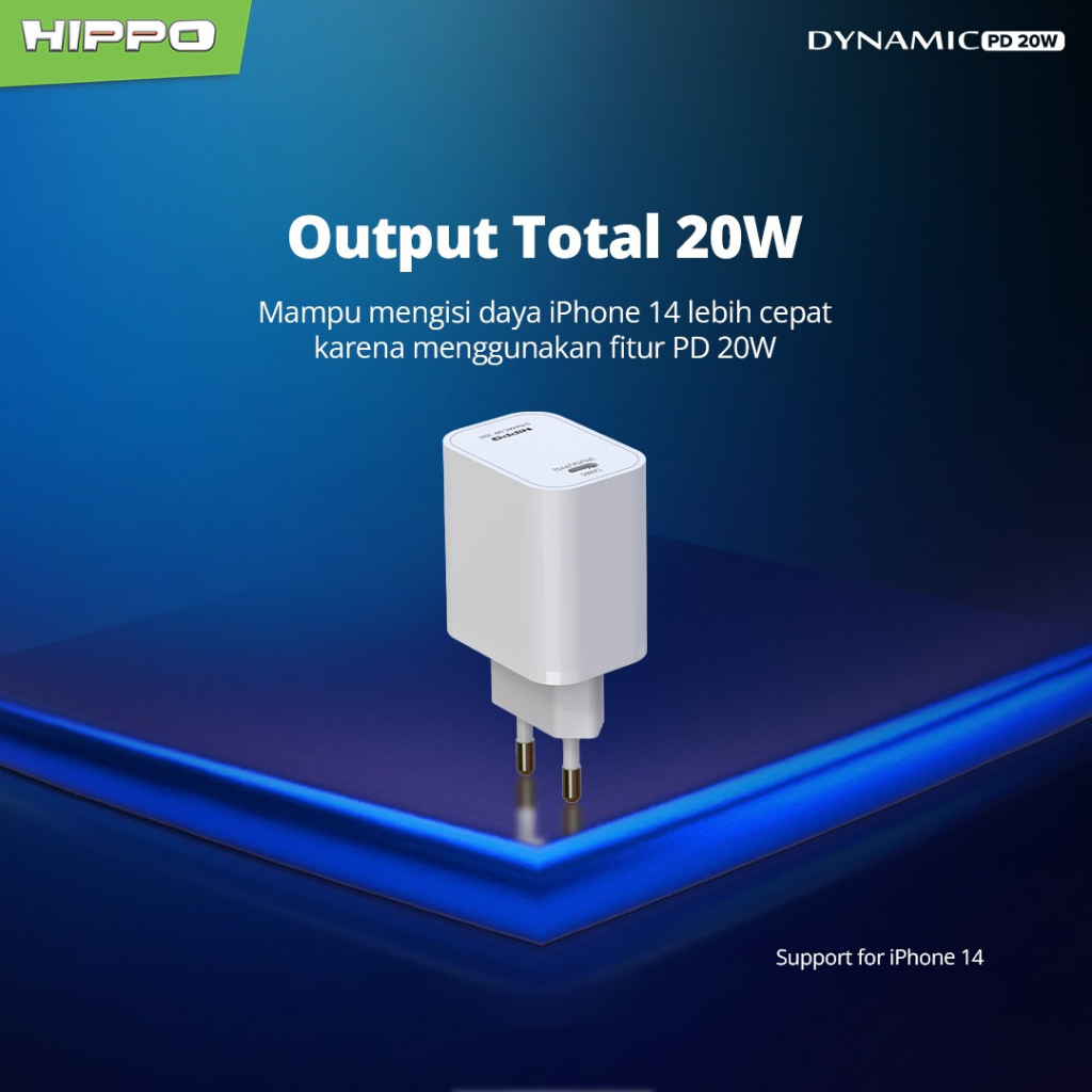 Hippo Adaptor Dynamic PD 20W Type C Quick Fast Charging Original Adapter Kepala Casan Colokan Charger Rumah Power Delivery QC