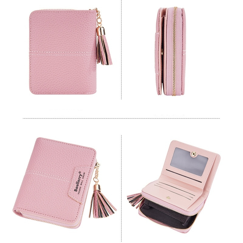 DOMPET LIPAT WANITA IMPORT RESLETING KOIN PENDEK SLOT KARTU CEWEK KOREA BAELLERRY ORIGINAL MINI KULIT PREMIUM KECIL SIMPLE BRANDED PINK LUCU KAIDA WA718P3 KEKINIAN BATAM MURAH REMAJA