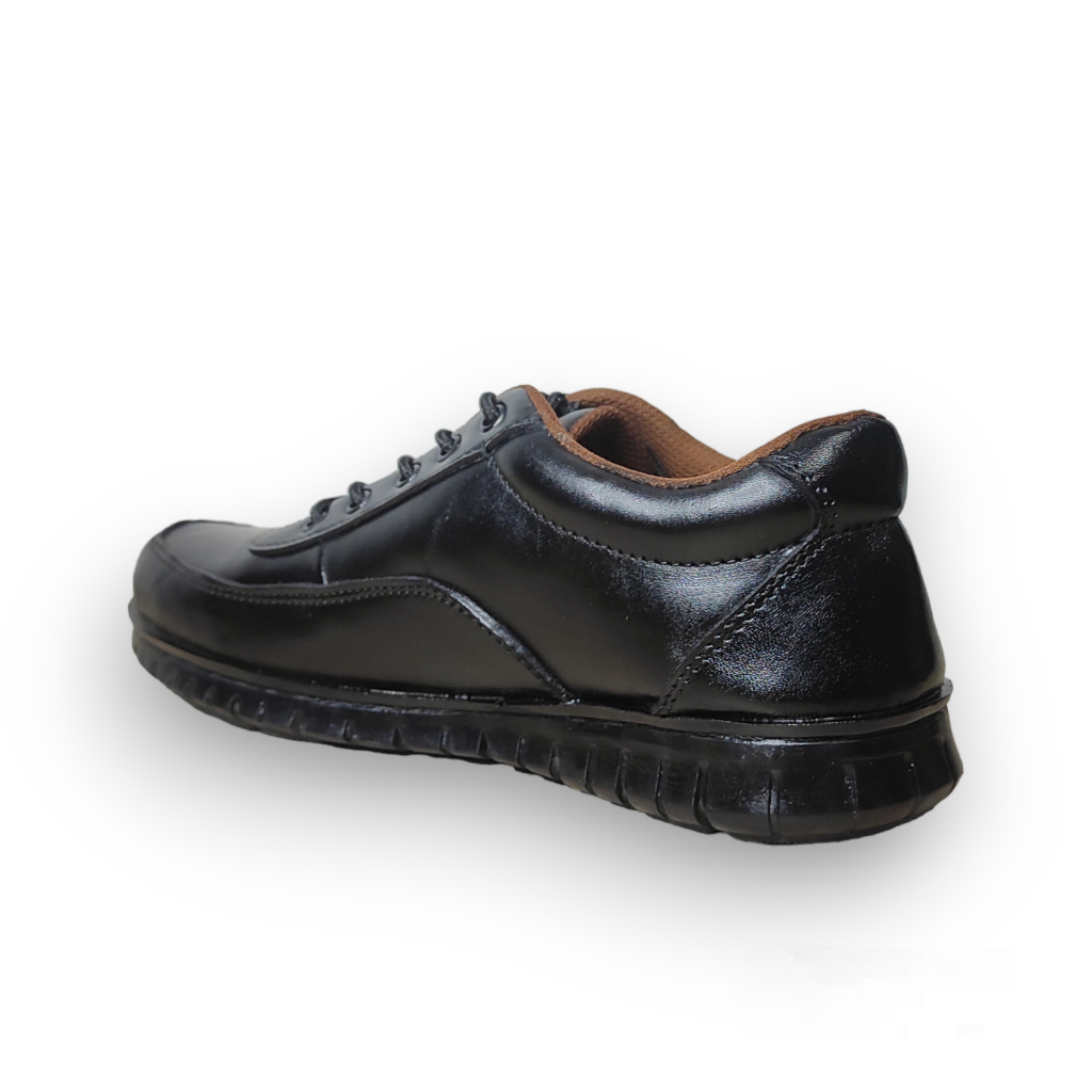 GREAT FOOTWEAR Sepatu Sneakers Pria Kulit Asli Sepatu Kerja Kantor Pria Sepatu Oxford Pria Kasual Formal Anti Licin Kozy Black