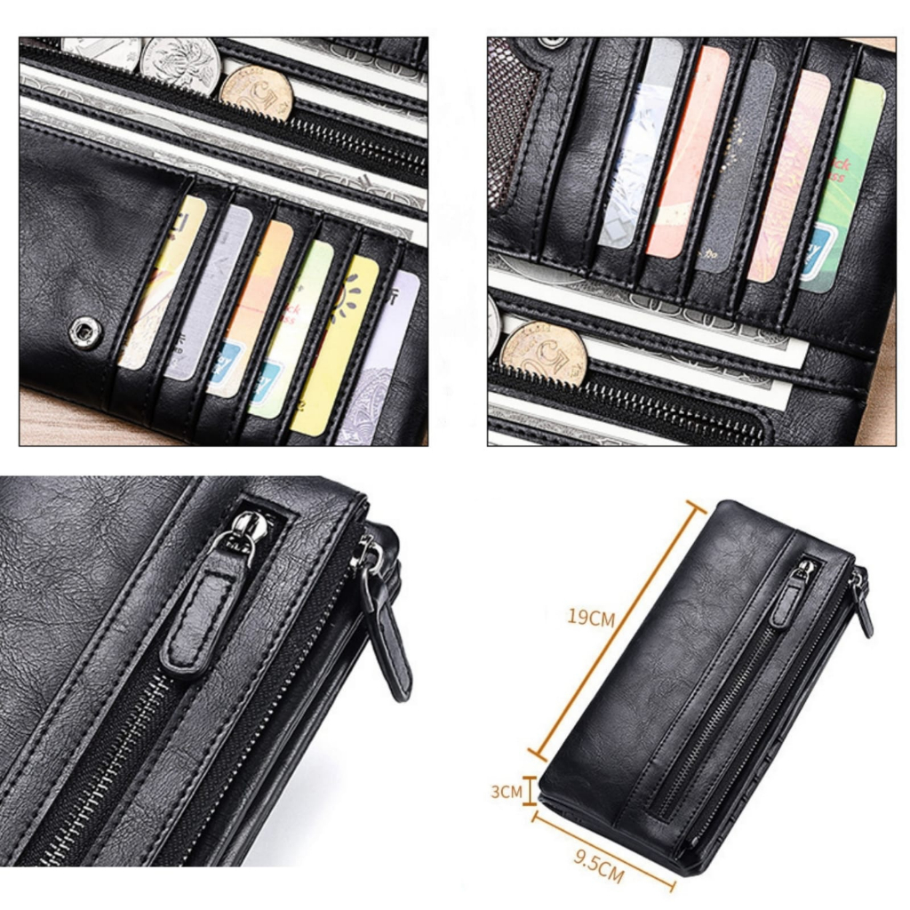 DOMPET PANJANG WANITA BRANDED CEWEK KOREA KEKINIAN PREMIUM RESLETING MUAT HP KULIT HITAM WA721B5 BESAR SLOT KARTU UANG KOIN MURAH ROMANO REMAJA BATAM SIMPLE IMPORT