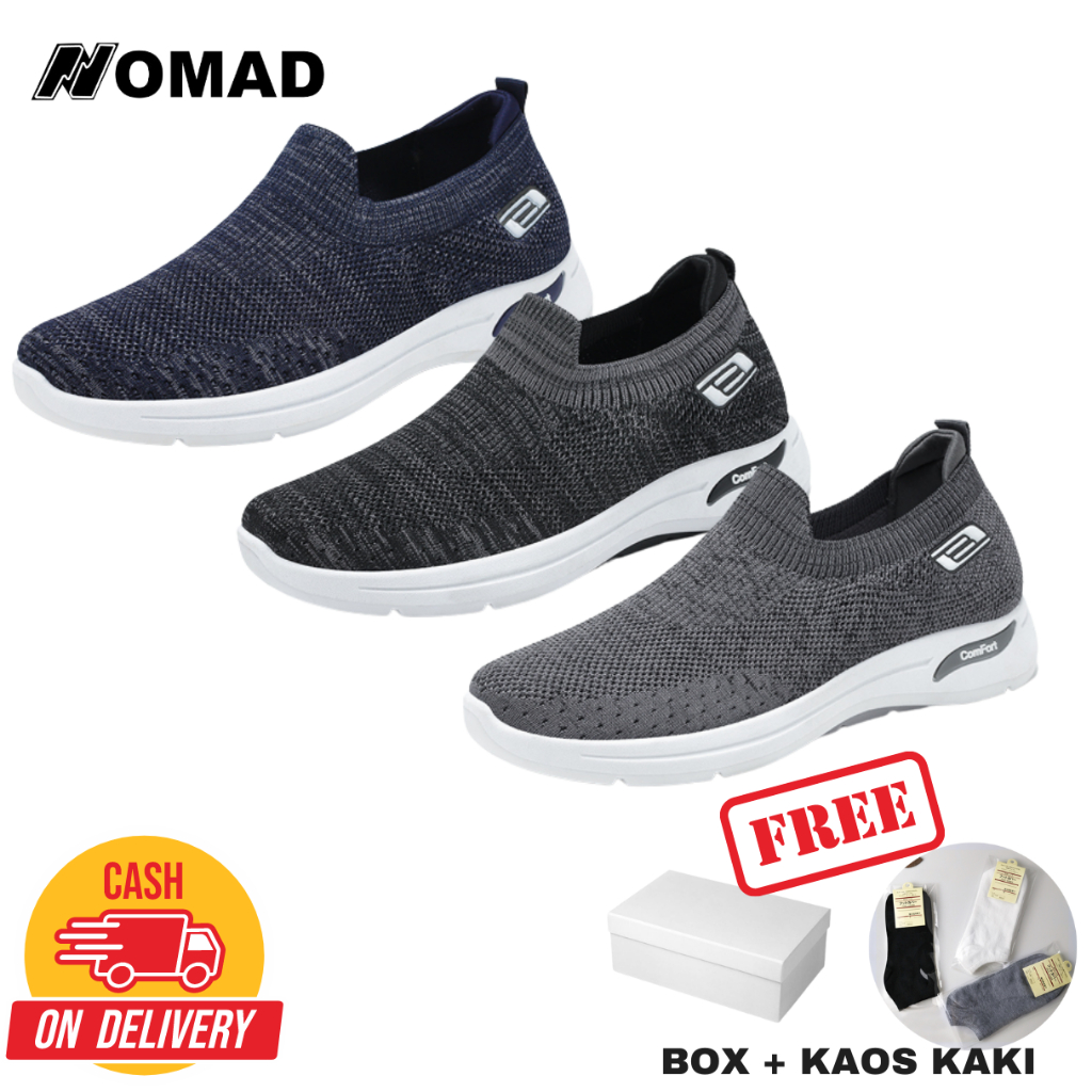 Nomad Sepatu Sneakers Impor Slip On Casual Nyaman Running Shoes Roamer S02