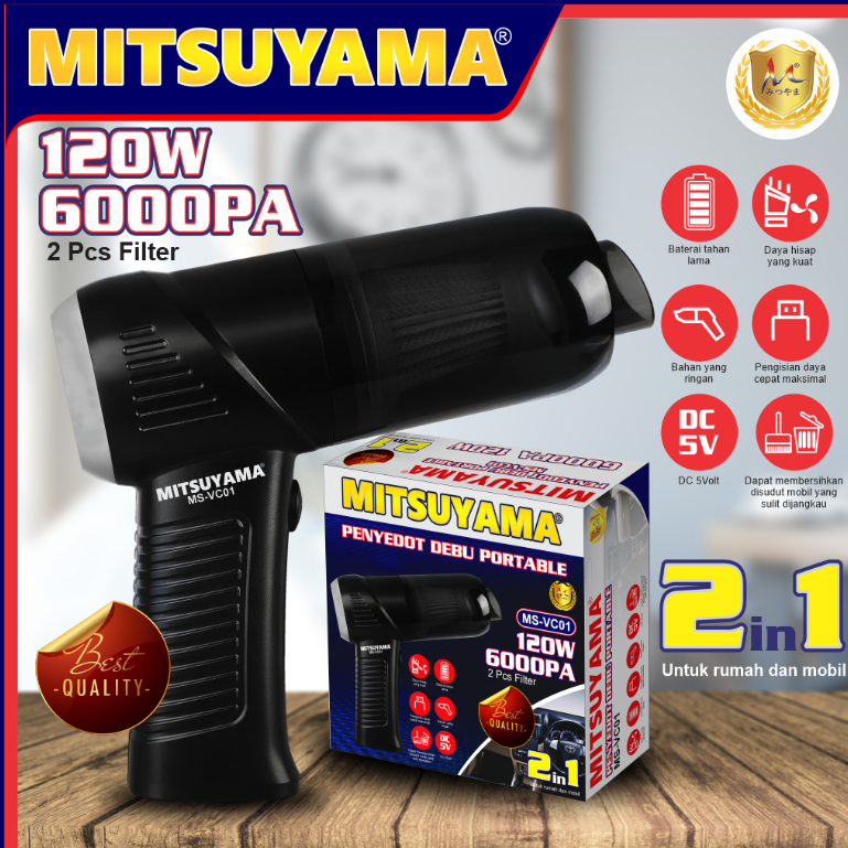 Car Vacuum Cleaner Portable Mitsuyama MS-VC01 Penyedot Debu Mobil Rechargeable 2in1 Original