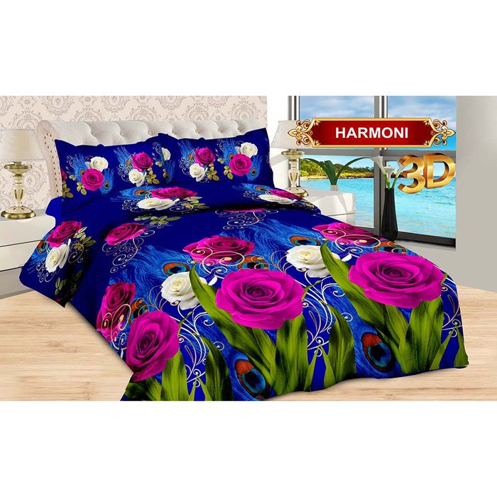 5in1 Full Set Bedcover + Sprei Bonita 3D Rumbai Karet King 180x200 Queen 160x200 Motif Harmoni Mawar