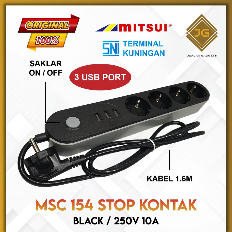 MITSUI MSC 154 dan MSC 153 STOP KONTAK USB PORT 4 LUBANG - 3 USB PORT