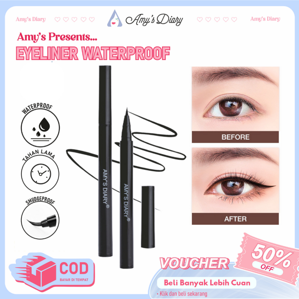 [PAKET HEMAT] Amy'sDiary Eye Makeup Set Eyebrow Eyeliner Maskara Waterproof 3 In 1