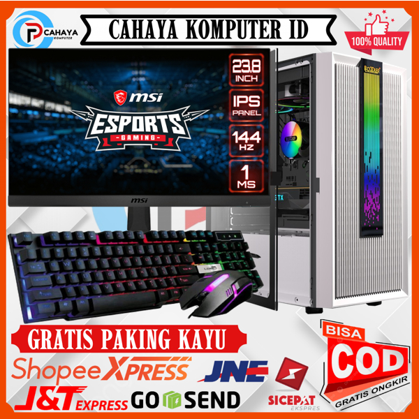 Paket PC Design Gaming Fulset Intel I7 Ram 16GB Vga Gtx 1650 4GB SSD 256GB Monitor MSI 24Inch 144Hz 1Ms