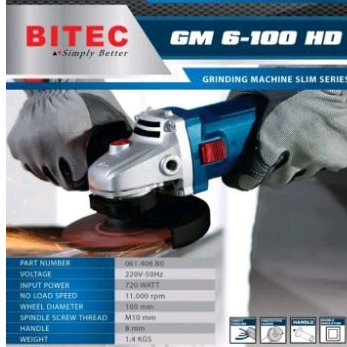 Mesin Gurinda 4" HEAVY DUTY BITEC GM 6-100 HD Gerinda Tangan 4" SLIM BITEC GM 6-100 HD