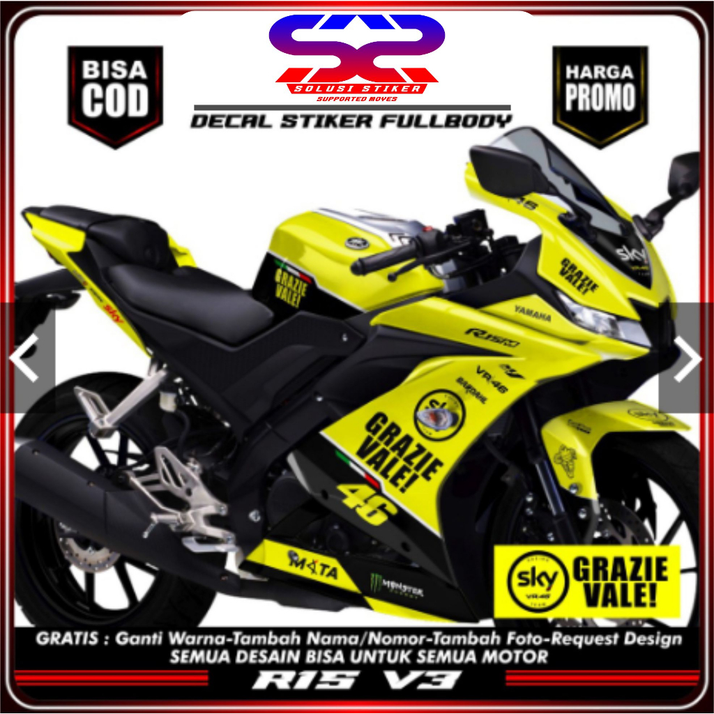 COD Stiker Decal R15 V3 Desaind Kuning Stabilo FullBody Decal R15 V3 FullBody