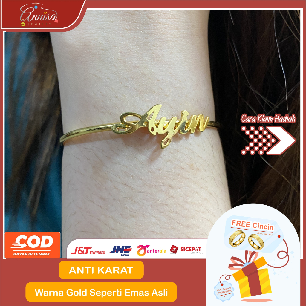 Gelang Nama Titanium model bangle