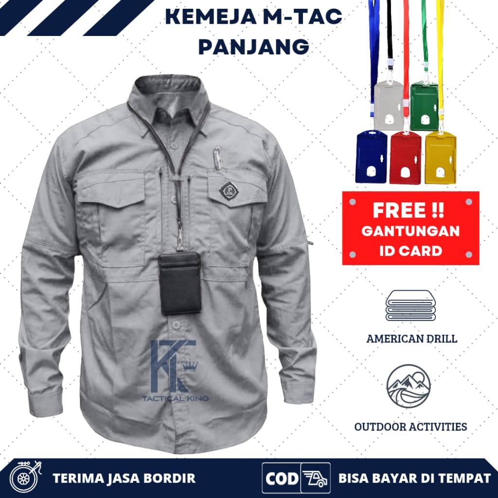 Baju Kemeja Pria Tactical Lengan Panjang Best Seller Original Bahan Baby Seragam Kerja Outdoor