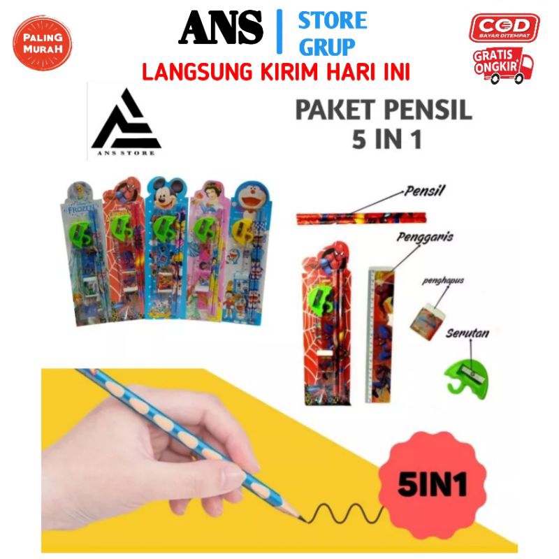 

Promo! Alat Tulis Sekolah Karakter Set 5 in 1 Paket Lengkap Peralatan Menulis Anak Pensil Penggaris Penghapus Rautan Bergambar Kartun Mini Stationery Set Chatacter 5 in 1