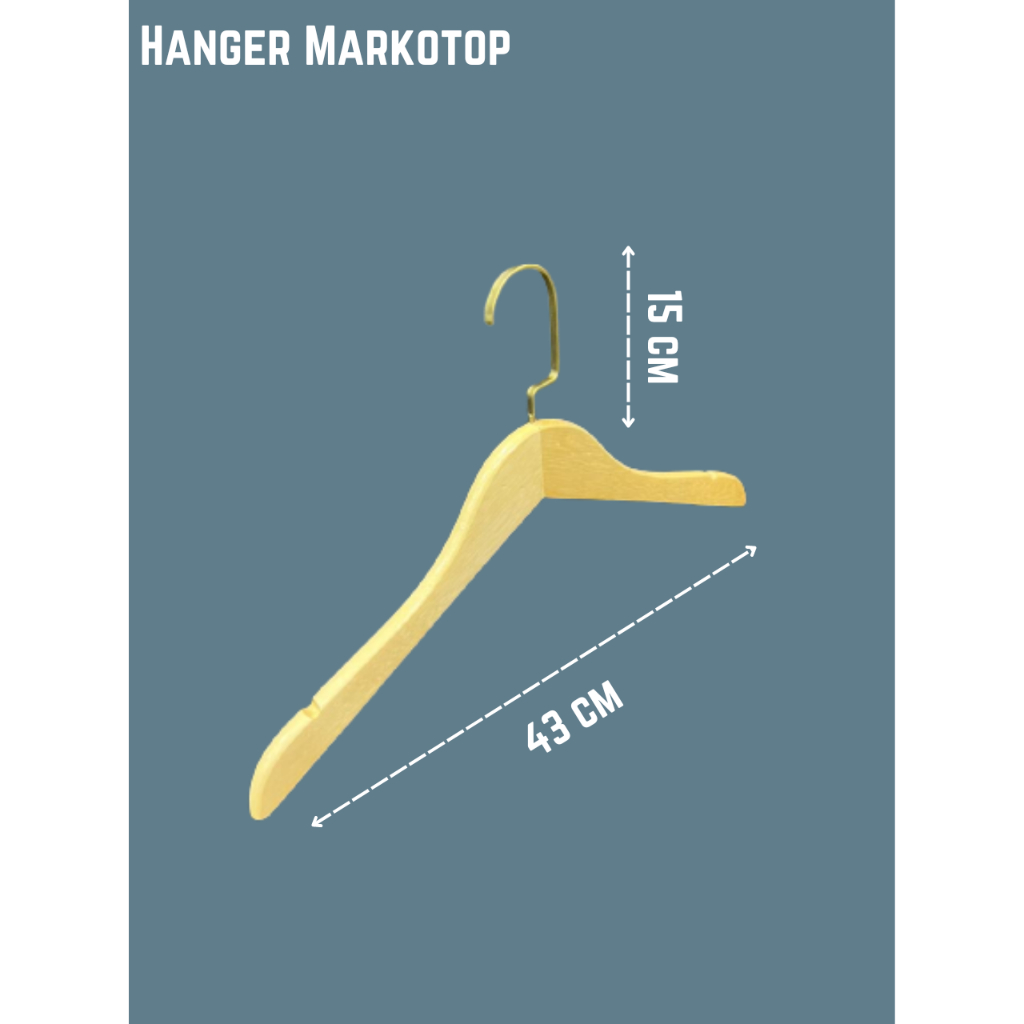 Hanger Kayu Dewasa 393 ( Wood ) Gold Hook Emas Gantungan Baju