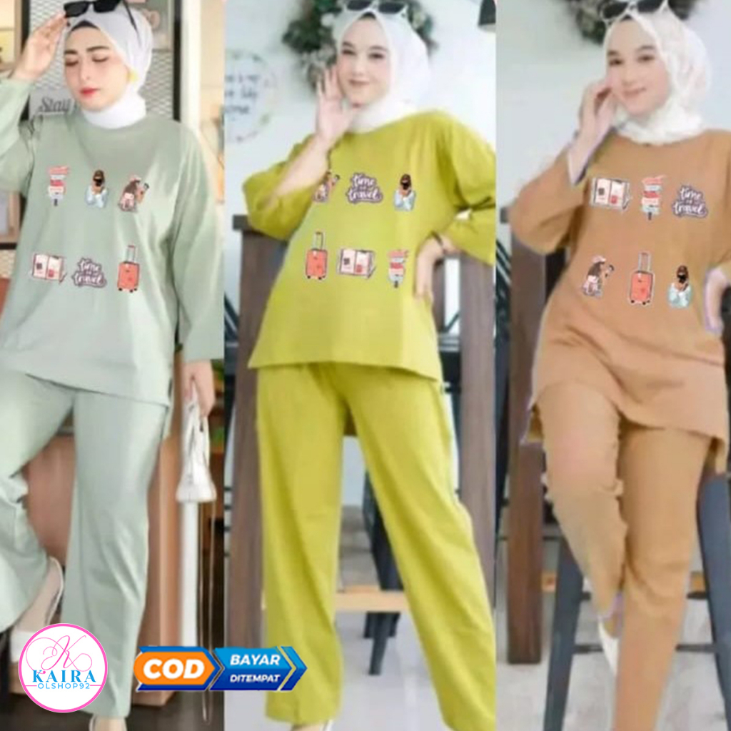 Setelan Kaos Wanita Set Combed 20s setcel Long tunik Viral Wanita Dewasa Remaja Sablon Terbaru