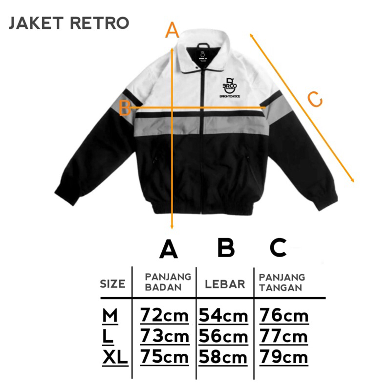 BRCO Jaket Retro Sport Pria Dan Wanita M L XL