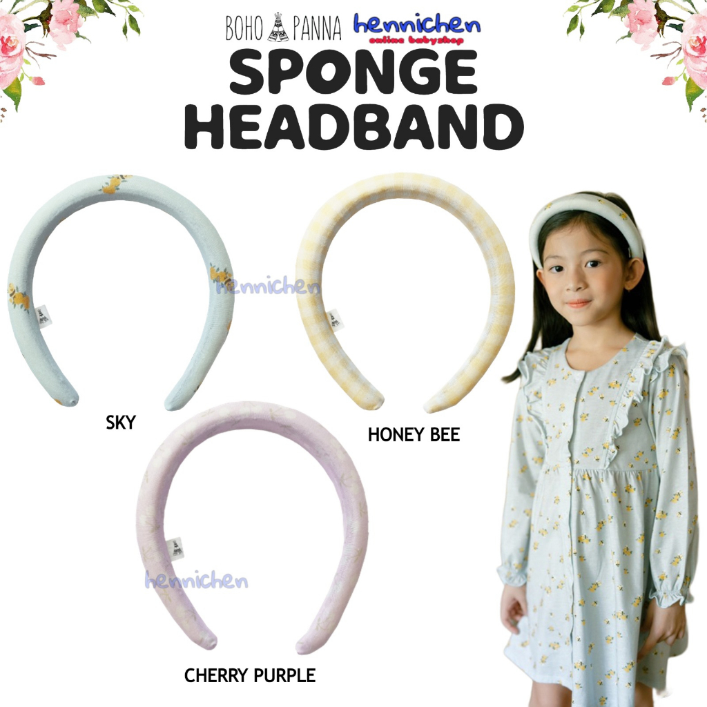 Bohopanna X OT Sponge Headband Edwina / Bando Motif Anak Perempuan Lembut