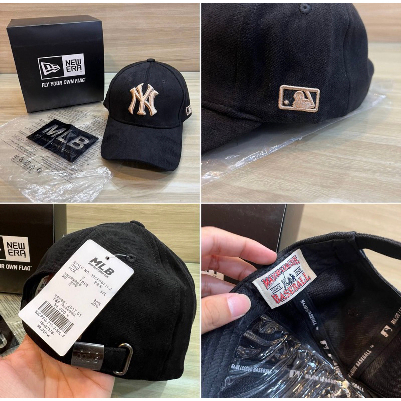 Topi Newyork Black Logo Gold Baseball Korean Cap