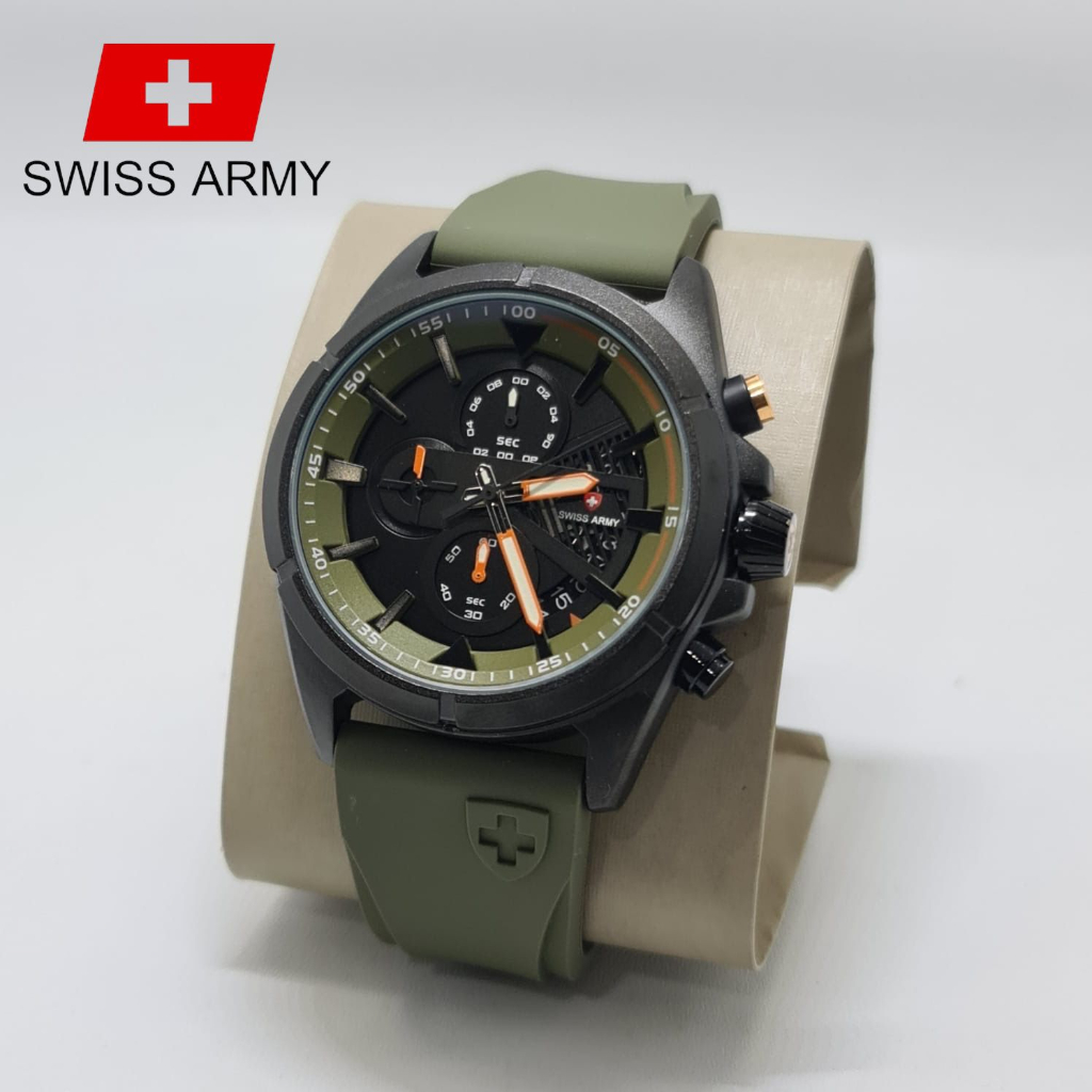 Jam Tangan Pria Swiss-Army SA6642 Original Waterproof Chrono-Tanggal aktif bisa COD