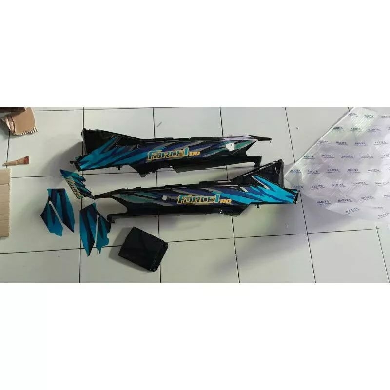 cover body belakang yamaha foz1 force1set setriping biru yamaha foz1 force1