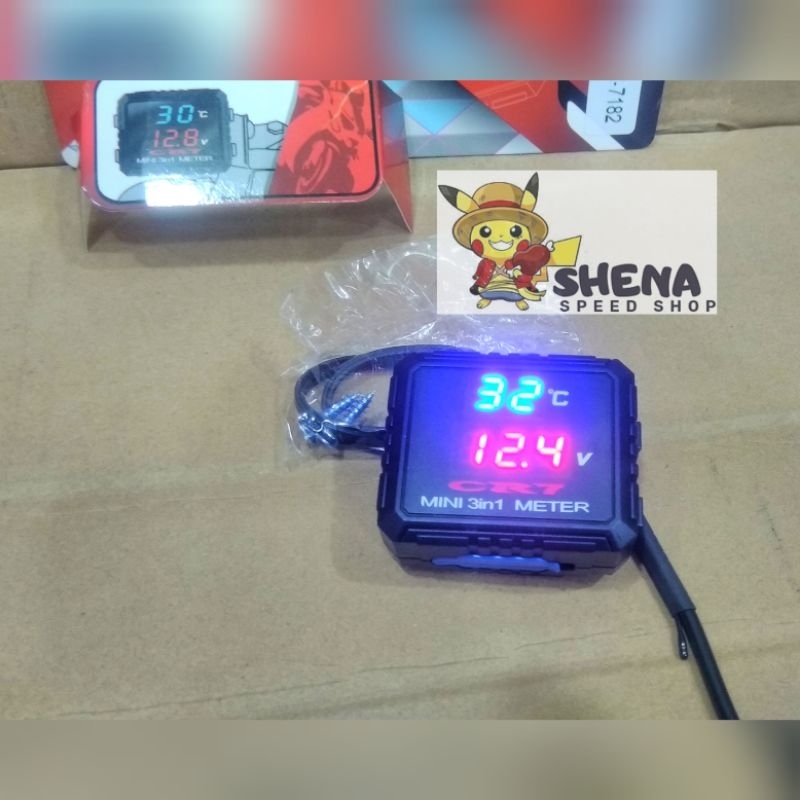 Voltmeter digital 3 n 1 CR7 charger hp ,suhu mesin dan volt meter bahan waterproof Universal bisa ke
