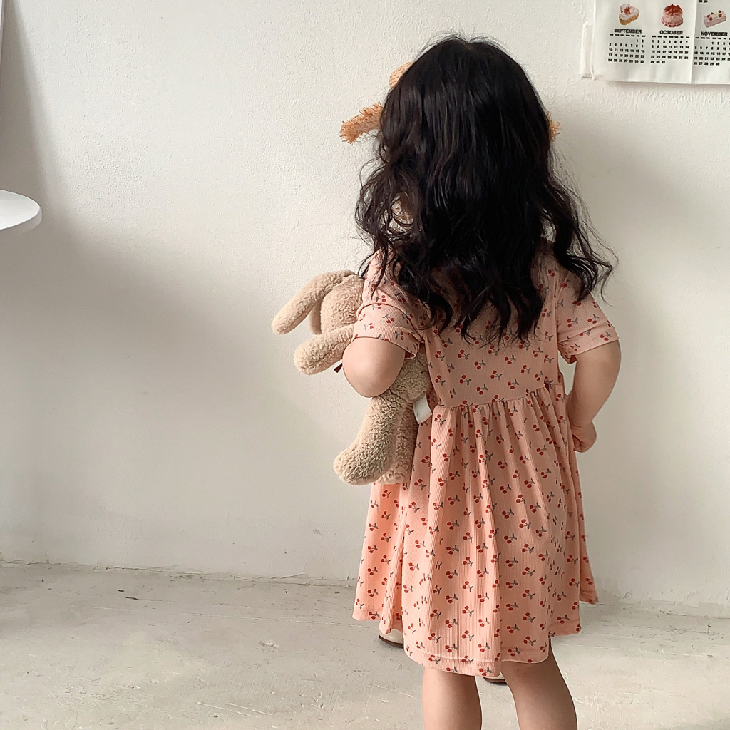 COD Baju Dress Pattern Anak Perempuan Korea 6 Bulan - 4 Tahun
