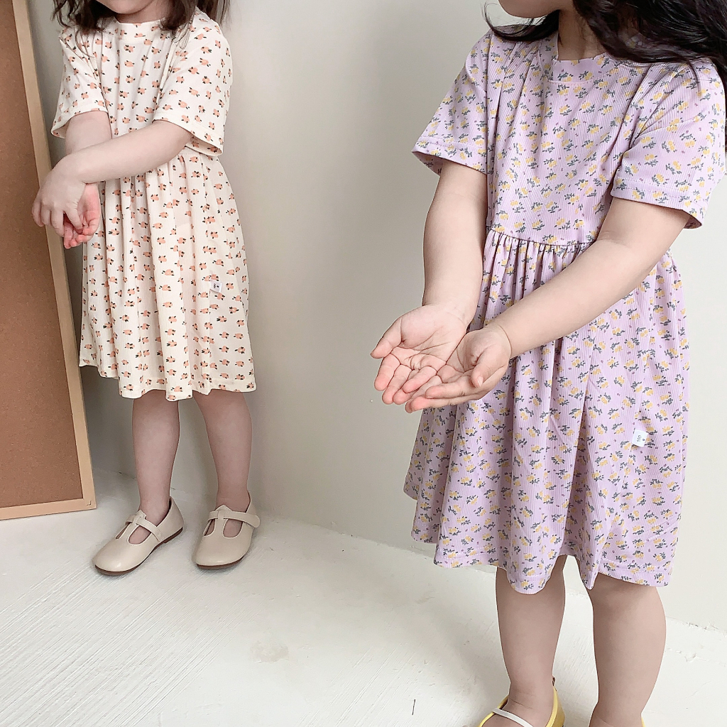 COD Baju Dress Pattern Anak Perempuan Korea 6 Bulan - 4 Tahun