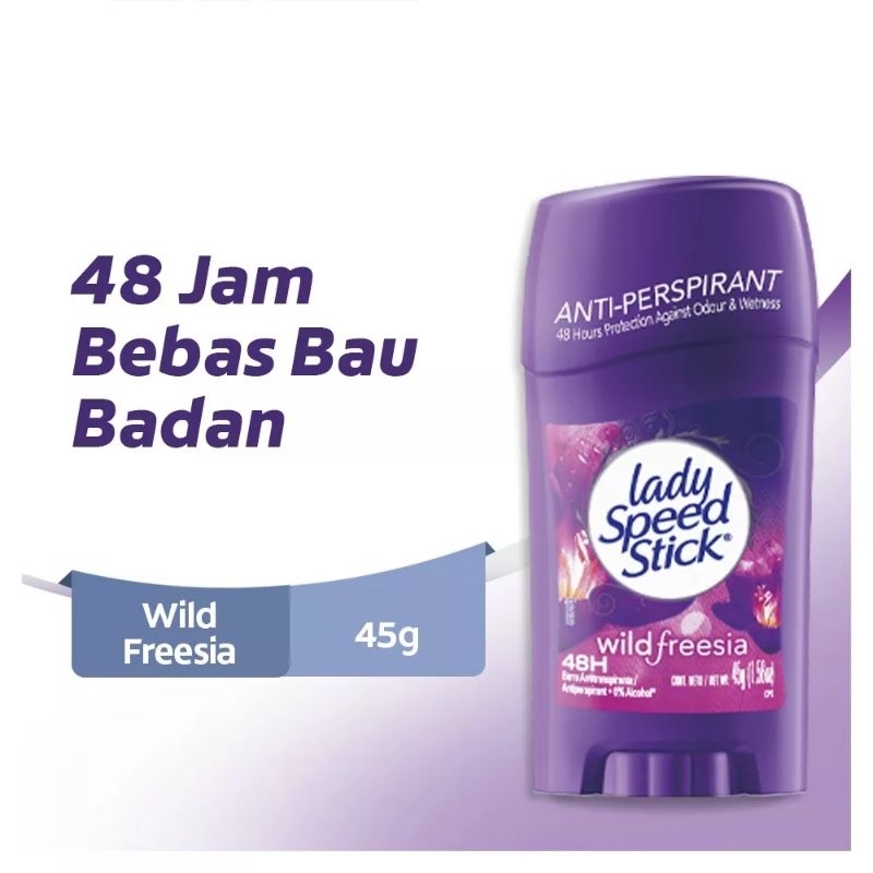 Lady Speed Stick Deodorant Wild Freesia Orchard Blossom Powder Fresh Deodoran Bau Badan 45g