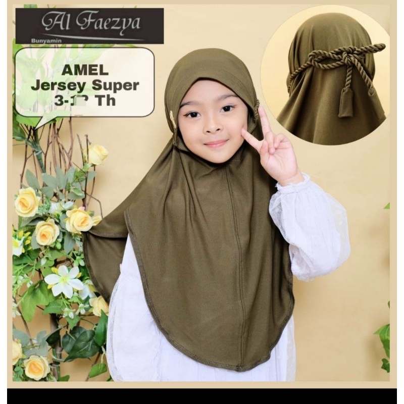 754 sale sisa cream Jilbab Anak Al faezya Jersey Super nonped tali tambang/Hijab AF Alfaezya ori By 