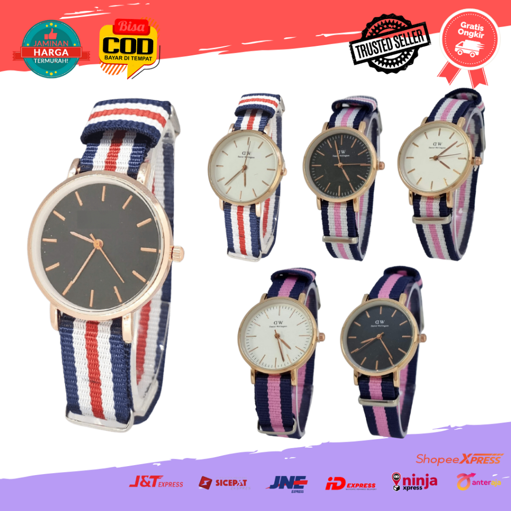 [COD] Jam Tangan Fashion DW Analog Anak Remaja Cewek Strap Bahan Kanvas Branded Termurah