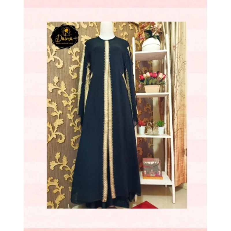 Gamis Jersey hitam polos