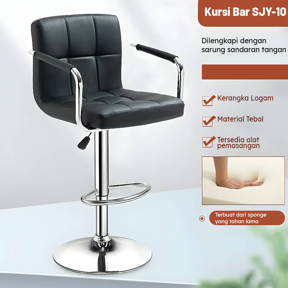 Kursi Bar Cafe Kursi Bar Stool Cafe Kaki Chrome Dengan Sandaran Tangan SJY-10