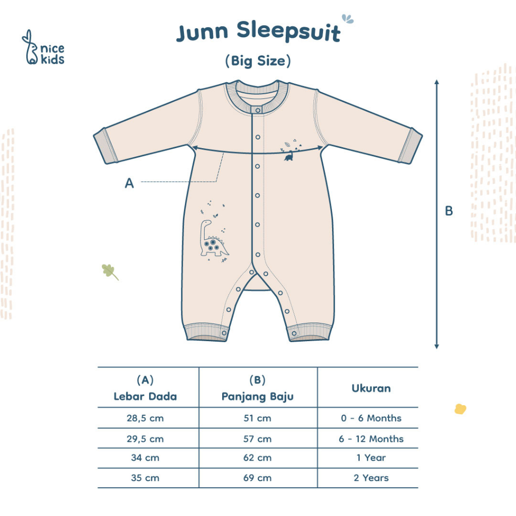 Nice Kids - Junn Sleepsuit (Piyama Pakaian Tidur Jumper Anak 0-6 Bulan - 2 Tahun)