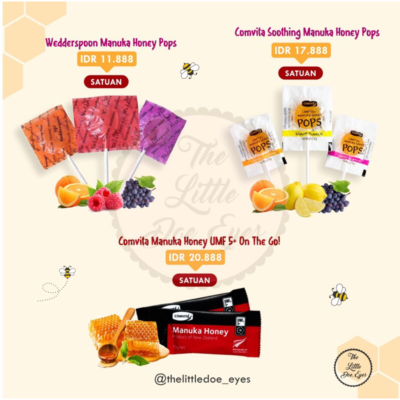 [READY] SATUAN Wedderspoon / Comvita Organic Manuka Honey PopsEXP 08/2023