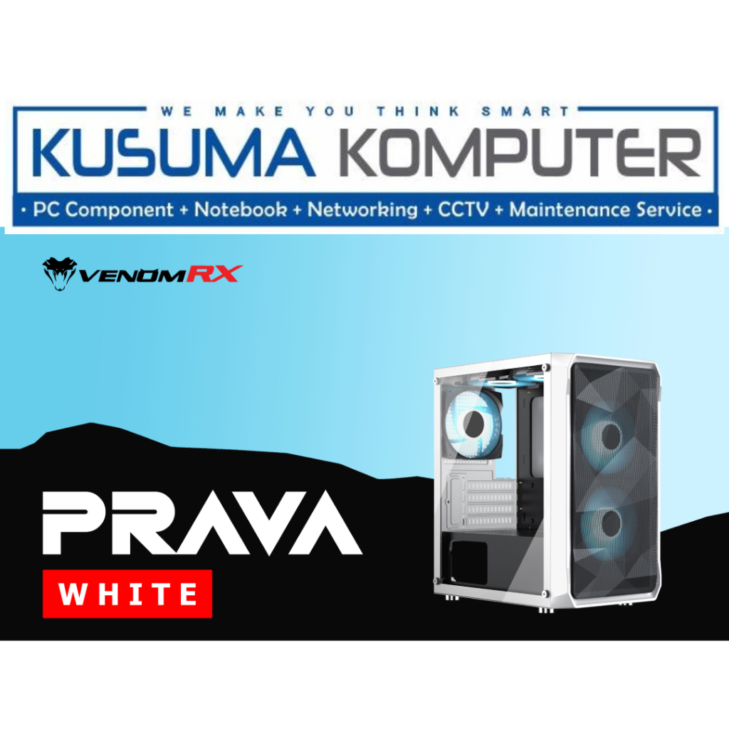 Venomrx PRAVA White + 2 Fan ARGB Micro ATX Casing PC