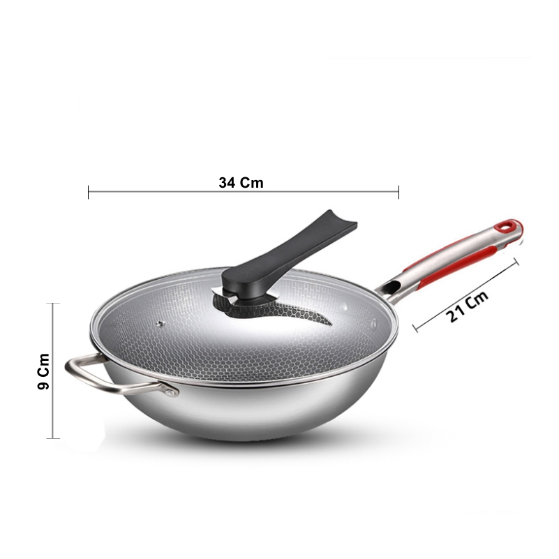 Wajan Penggorengan Stainless Steel -Fry Pan Stainless Steel Tri-ply Anti Lengket Anti Gores CG-7