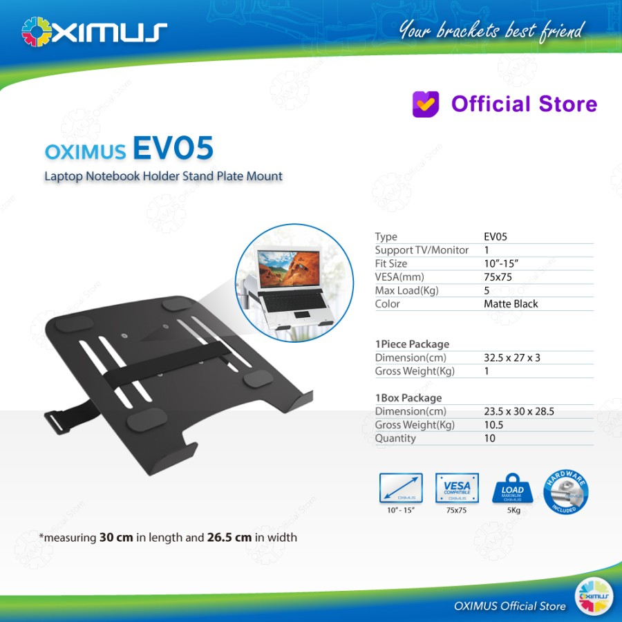 Bracket Laptop OXIMUS EV-05 - Notebook Holder Stand Plate Mount