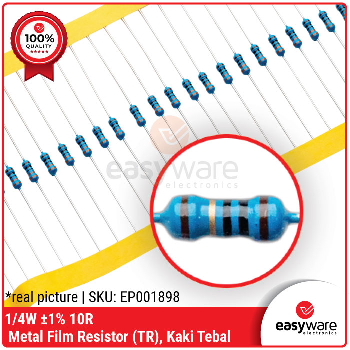 RESISTOR 10 OHM 0.25WATT RESISTOR TAIWAN KAKI TEBAL 10R 1/4W 0.25W