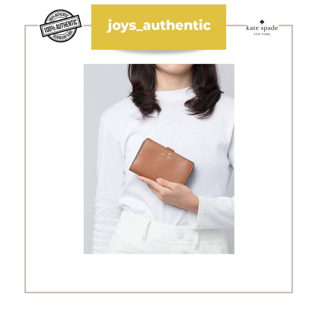 Dompet Wanita Kate Spade Leila Wallet Bifold Warm Coklat Gingerbread Woman Wallet Authentic Original