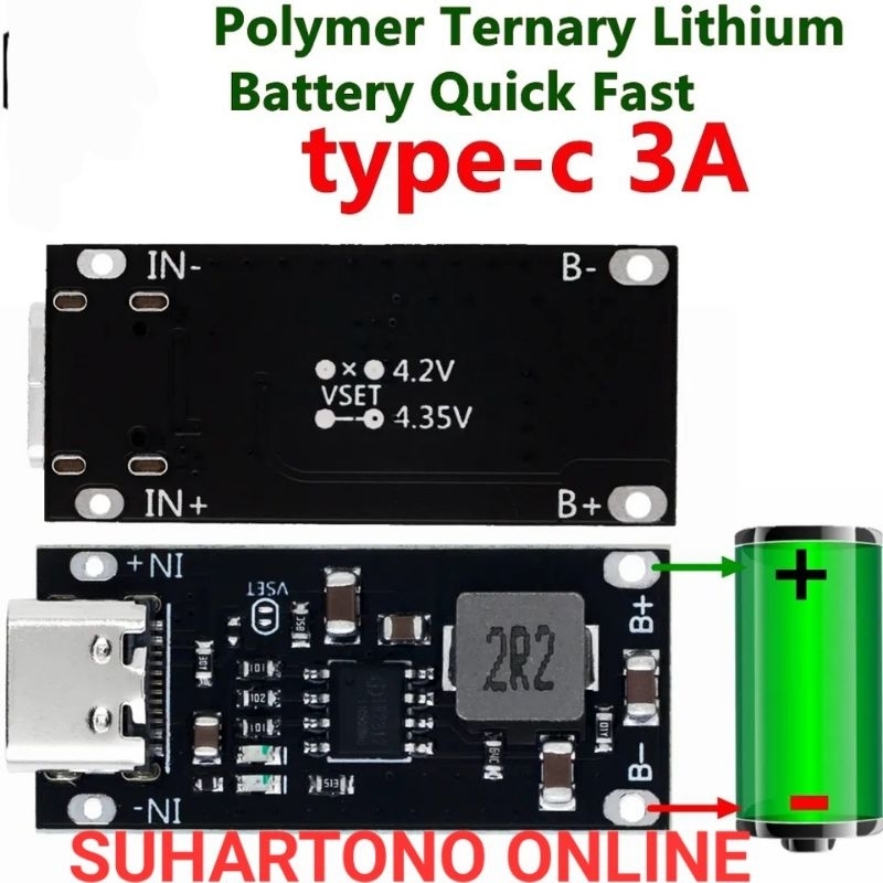 Modul Fast Charging IP2312 USB TYPE C 3A Polymer Ternary Lithium Battery 18650