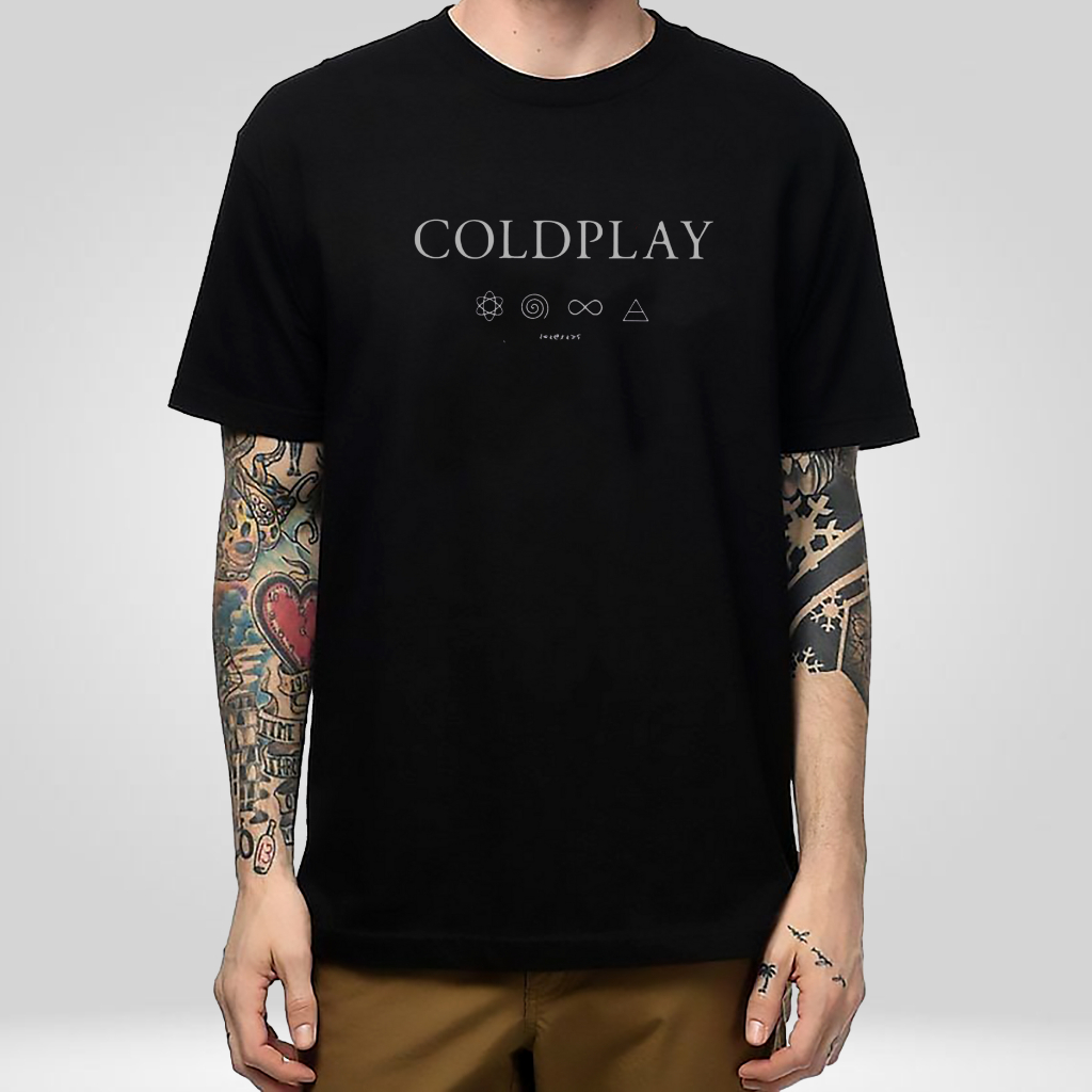 DTF-K03 - Kaos polos motif distro| Pakaian pria oblong| Tshirt baju pria coldplay cotton combed 30s| baju pria hitam sablon print DTF | T shirt musik