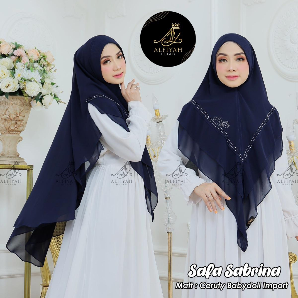 ALFIYAH - KHIMAR CERUTY 2 LAYER SABRINA JUMBO/HIJAB KHIMAR OVAL STANDAR/KERUDUNG KHIMAR INSTAN 2 LAY