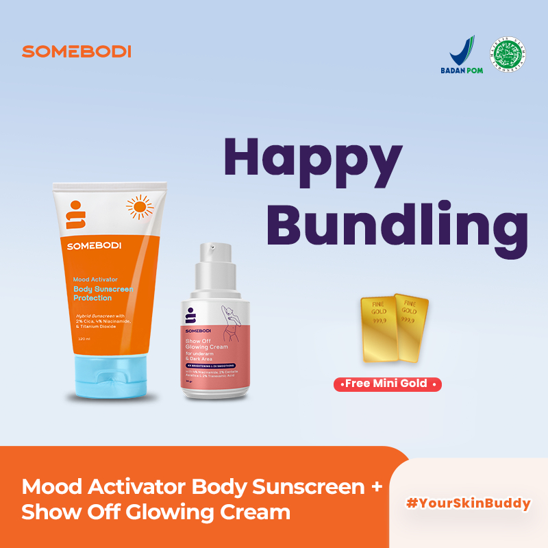 BUNDLING SOMEBODI Mood Activator Body Sunscreen Protection with SPF 45 &amp; Show Off Glowing Cream 30 ml