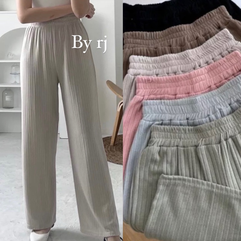 Celana Kulot Knit Premium Murah Berkualitas Kulot Knit Hornet Premium - Long Cullote Meera Pants - Korean Loose Pants Trousers Wanita - Loungewear - Celana Kulot Jumbo XXL XXXL Perempuan Murah Berkualitas