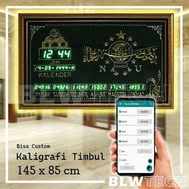 Jam Masjid Kaligrafi NU lengkap auto tartil setting android