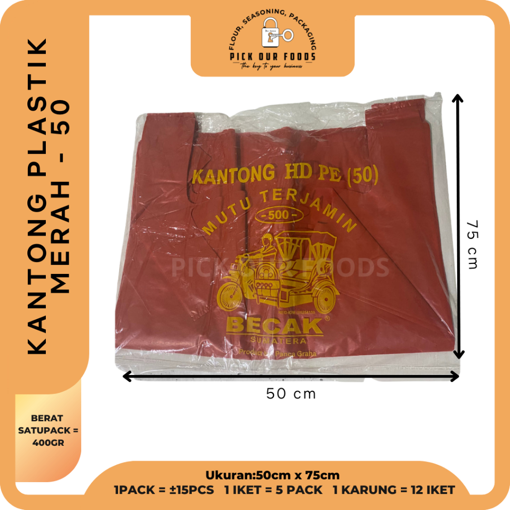 Kantong Plastik Merah | Kantong Kresek Merah JUMBO ukuran 50 Merah