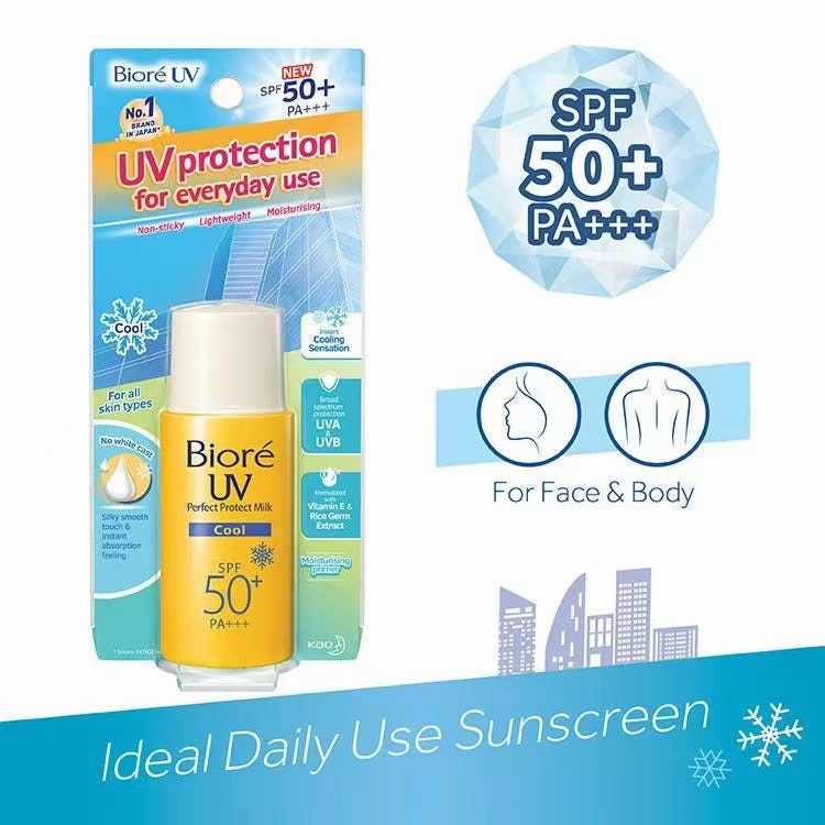 Biore UV Sunscreen Perfect Protect Milk Moisture/ Cool SPF 50+ PA+++ 25ml Daily Sunscreen