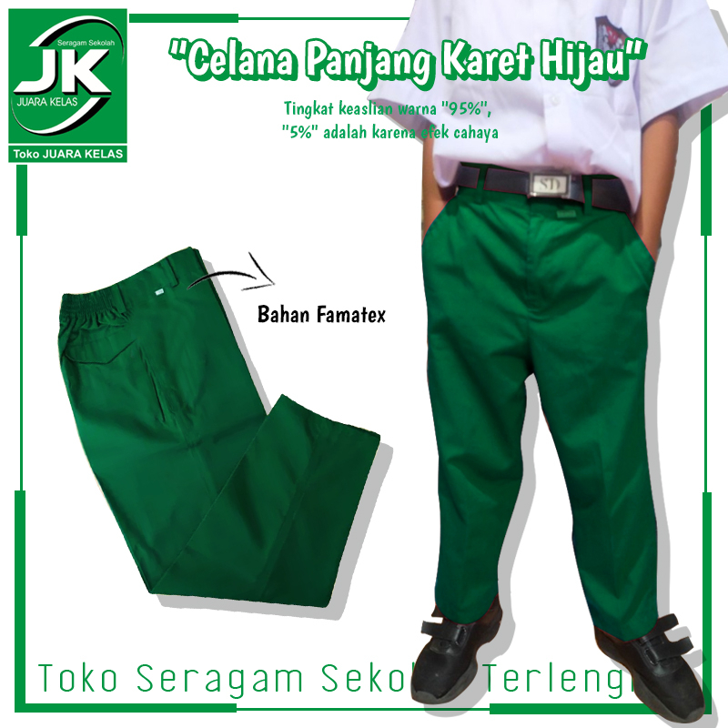 [JK] Celana Panjang karet SD Hijau MI Madrasah - Seragam Sekolah Hijau- Bawahan Celana Hijau