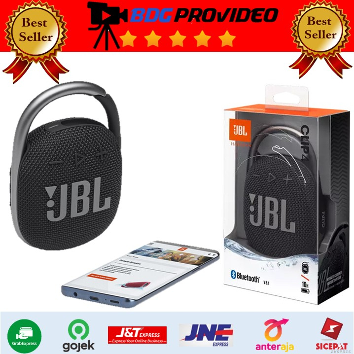 JBL Clip 4 Portable Speaker with Bluetooth Built-in Battery Waterproof - Black