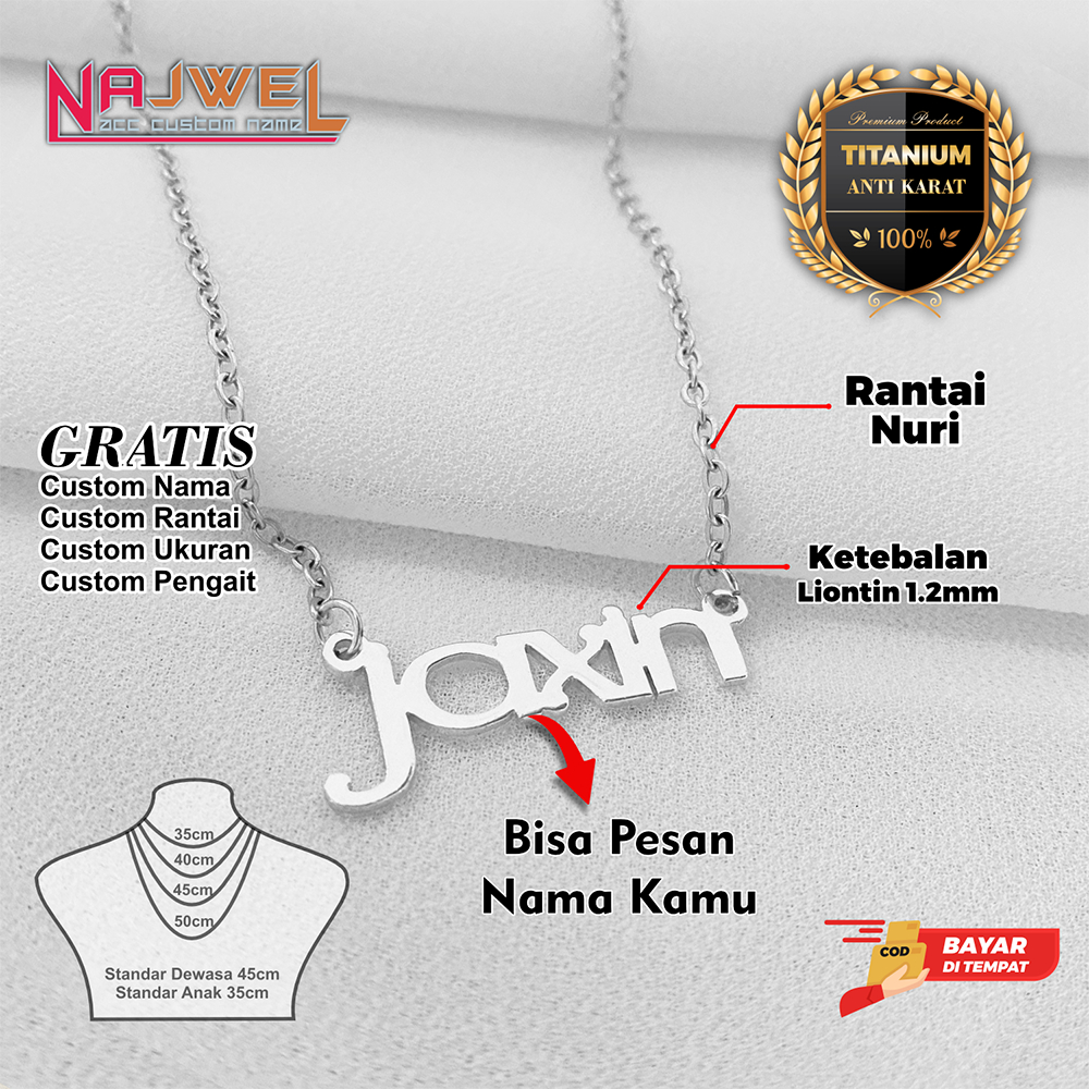 Kalung Titanium Bisa Custom Nama Anti Karat Anti Luntur Model Kalung Jaxin Aksesoris Fashion Premium