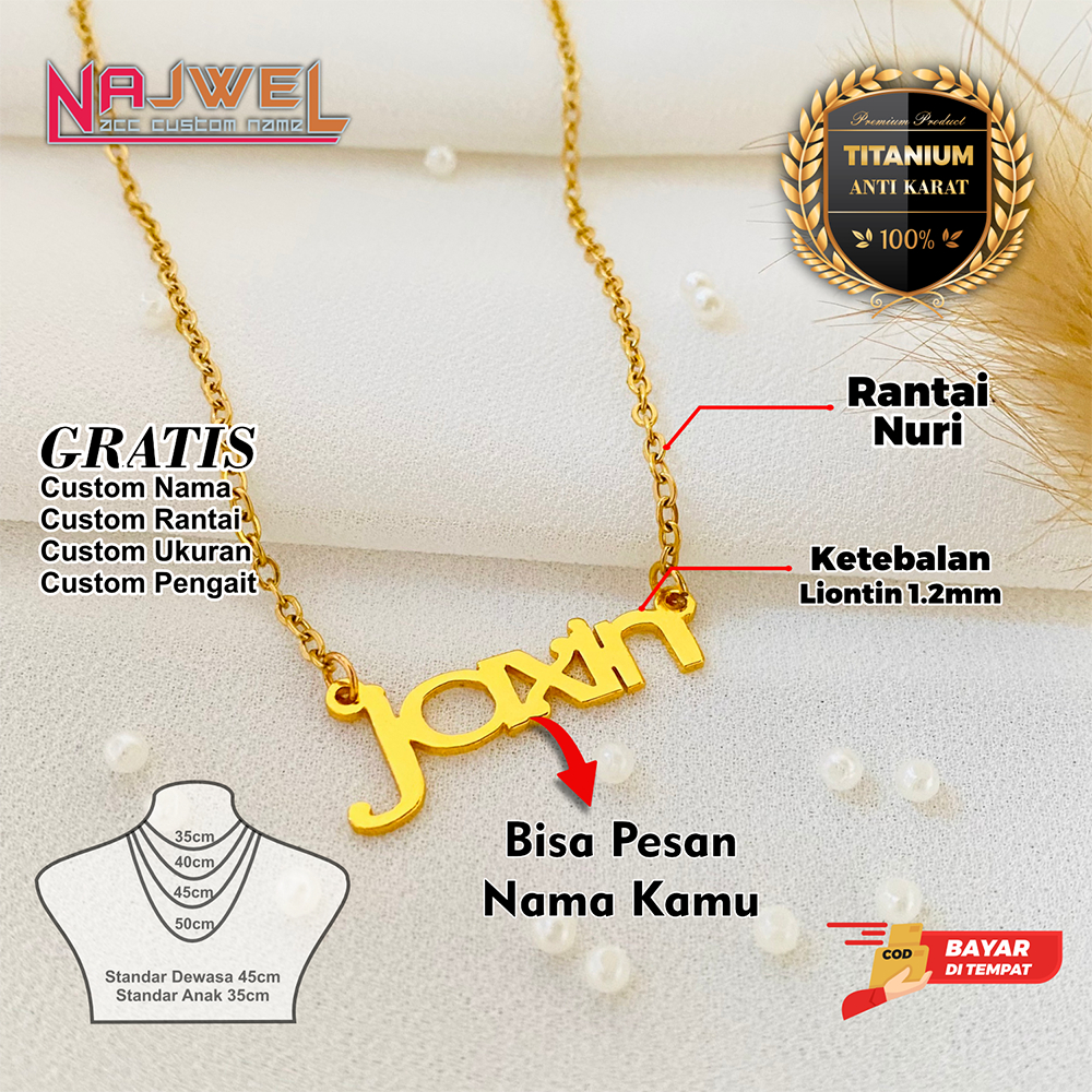 Kalung Titanium Bisa Custom Nama Anti Karat Anti Luntur Model Kalung Jaxin Aksesoris Fashion Premium