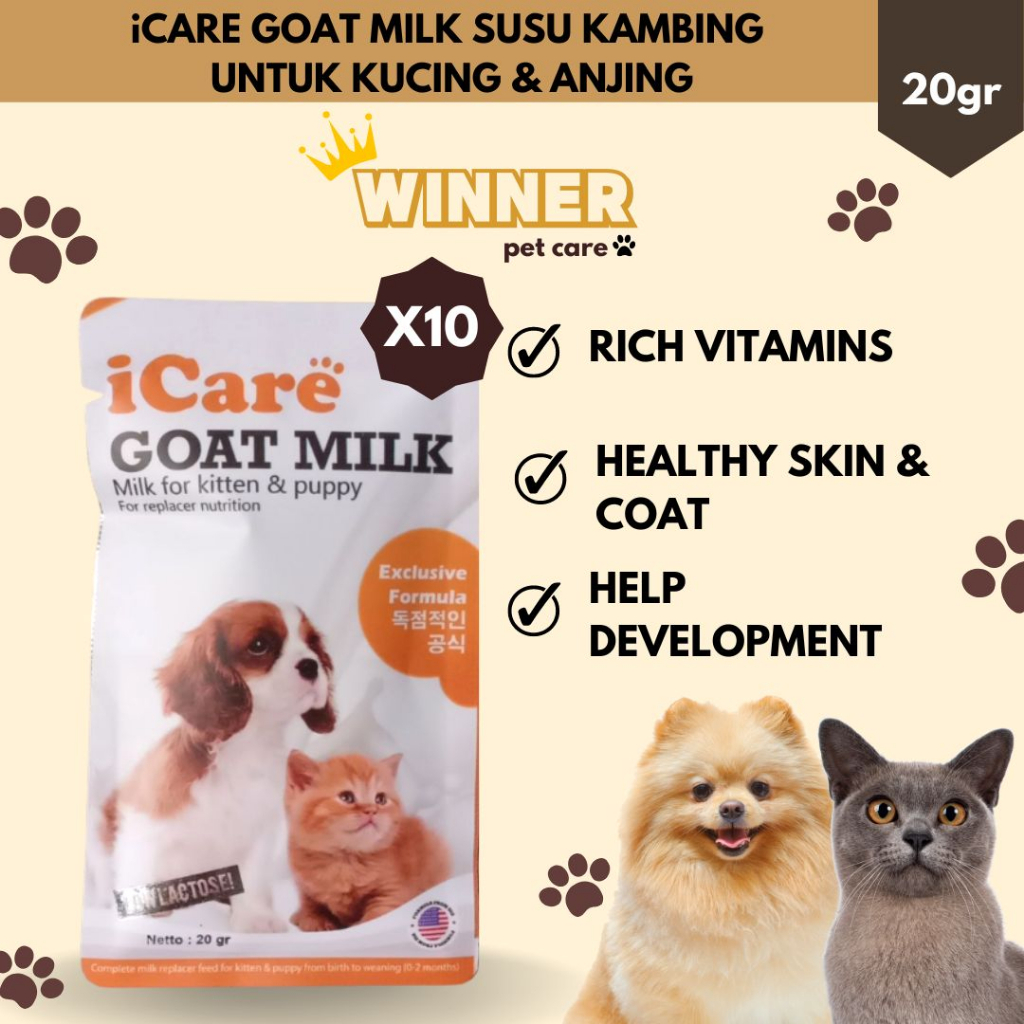 ICARE Goat Milk Susu Kambing untuk Kucing dan Anjing 1Box isi 10